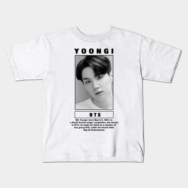 Kpop Design Suga BTS Kids T-Shirt by Design Kpop Aesthetic Store